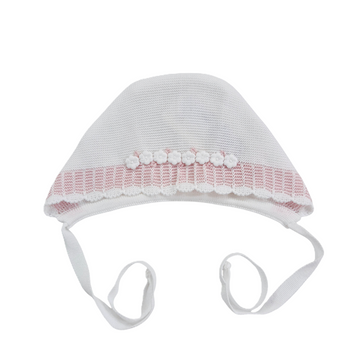 Cappello cuffia filo cotone ricamo fiori