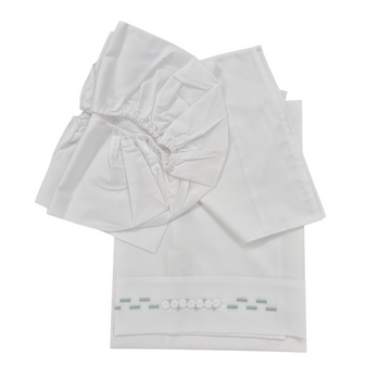 Set lenzuolino neonata ricamo fiori verde