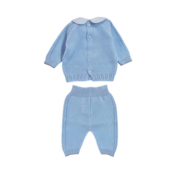 Set nascita filo cotone con treccia e fiocchetto