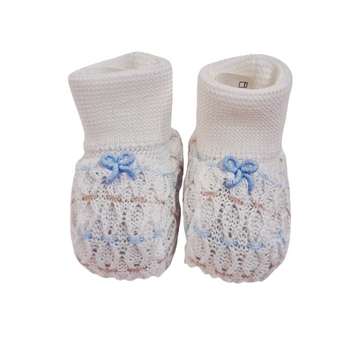 Set nascita con salopette corta ricamo fiocchetti