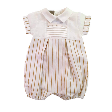 Pagliaccetto baby a righe misto lino