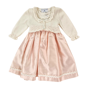 Abito in filo cotone e shantung seta + cardigan