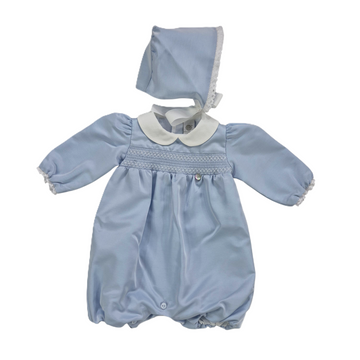 Pagliaccetto cerimonia punto smock + cuffia