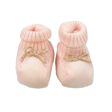 Scarpetta neonata in pura lana fiocchetto in lurex