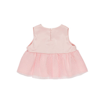 Top Bambina co balza in tulle e fiore