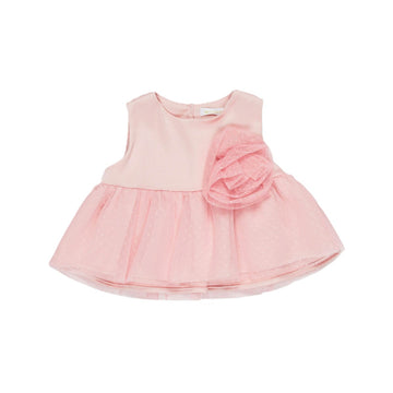 Top Bambina co balza in tulle e fiore