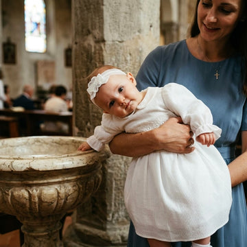 Abito Neonata Battesimo in organza e pizzo