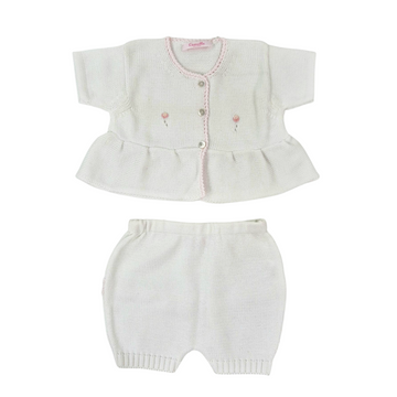 Completo neonata in filo cotone con ricamo
