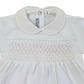 Tutina in cotone ricamo rosa punto smock