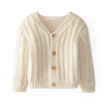 Cardigan scollo "v" maglia treccia