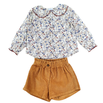 Blusa Bimba collo volant e rouches