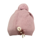 Cappellino neonata lana con ricamo e pon pon