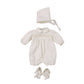Set pagliaccetto velluto punto smock battesimale