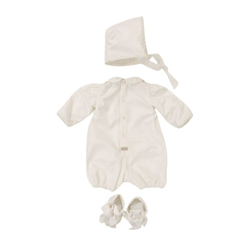Set pagliaccetto velluto punto smock battesimale