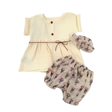 Camicia + coulotte neonata in cotone