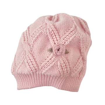 Cappellino neonata in pura lana con roselline