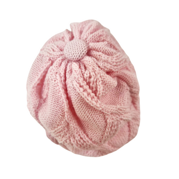 Cappellino neonata in pura lana con roselline