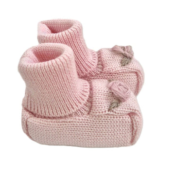 Scarpine in pura lana con ricamo roselline