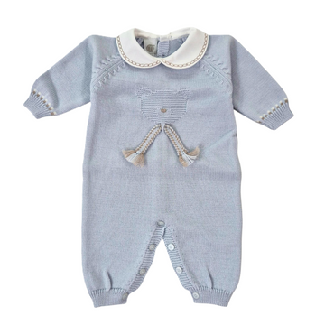 Tutina in pura lana neonato con intarsio