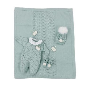Set nascita lana neonata traforato lavorato