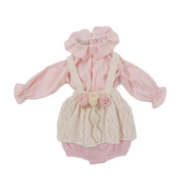 Completo neonata in lana rosa 3D