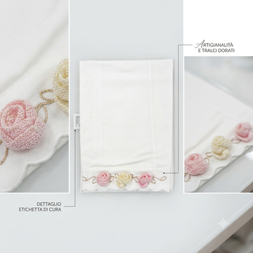 Lenzuolino neonata con rosa 3D