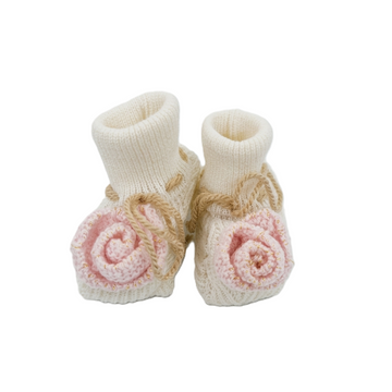 Scarpetta babbuccia in lana rosa 3D
