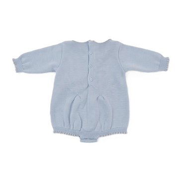 Pagliaccetto lana con punto smock e ricamo