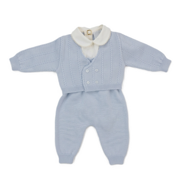 Completo lana salopette punto smock