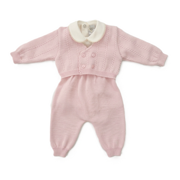 Completo lana neonata salopette punto smock