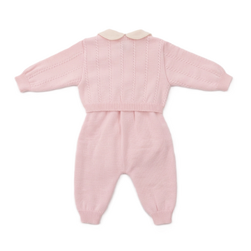 Completo lana neonata salopette punto smock