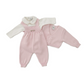 Completo lana neonata salopette punto smock