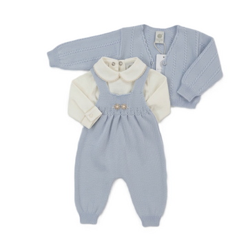 Completo lana salopette punto smock
