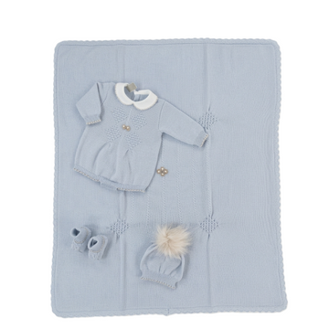 Set nascita in lana pagliaccetto punto smock