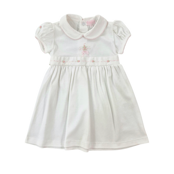 Abito neonata in cotone jersey con ricamo