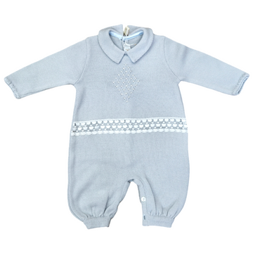 Tutina in lana con ricamo punto smock Ladia