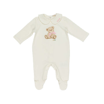 Tutina ciniglia neonata orsetto ricamato