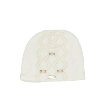Cappellino neonata in ciniglia rose