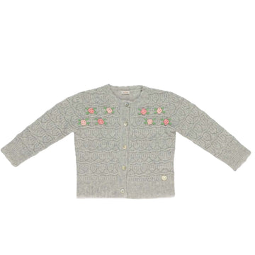 Cardigan Bimba misto lana con roselline