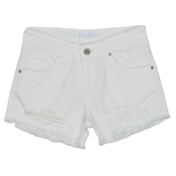 Shorts in cotone denim con strappo