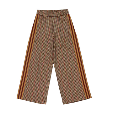 Pantalone Girl lungo in Check con banda