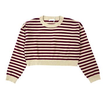 Pullover girl corto ampio a righe