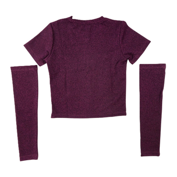 T-shirt con manicotti in tessuto lurex