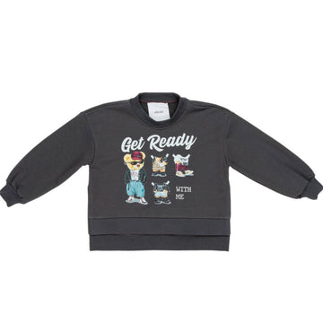 Felpa Girl chiusa con stampa Teddy