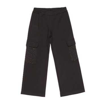 Pantalone Girl con tasche cargo in strass
