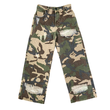 Jeans Girl mimetico con strass