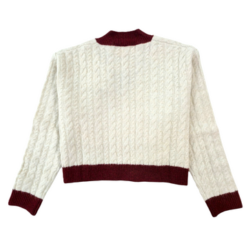 Pullover girl a trecce e scollo a punta