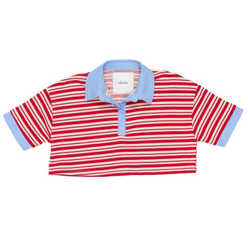 Polo corta felpa Girl a righe