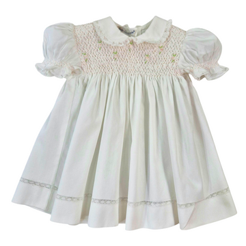 Vestina con pizzo valenciennes e punto smock