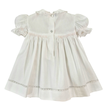 Vestina con pizzo valenciennes e punto smock